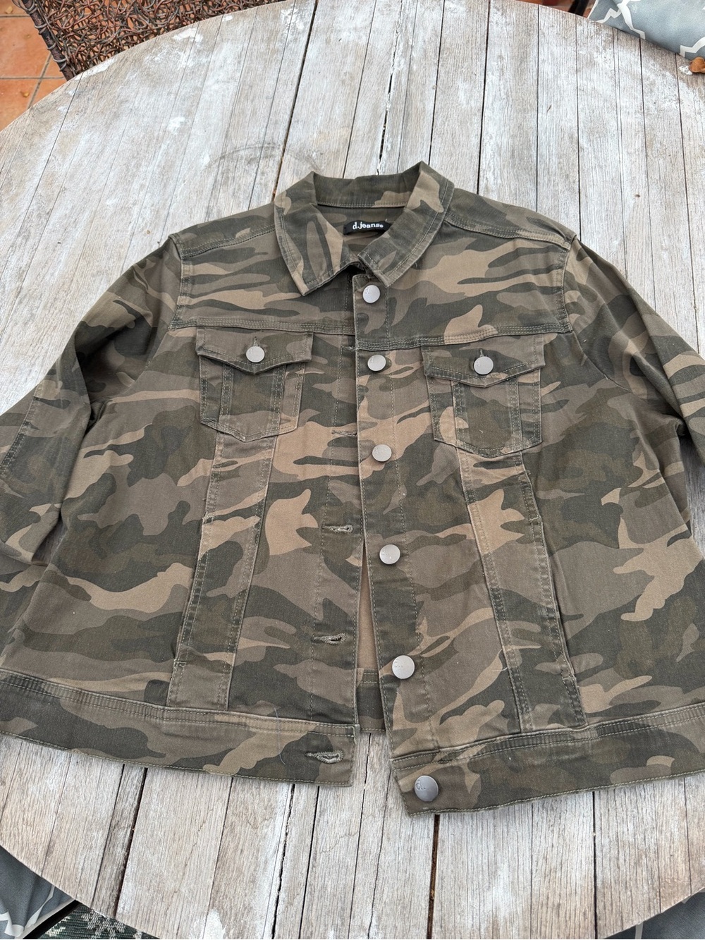 d.jeans Camo Stretch Denim Utility Jacket Size 1X
